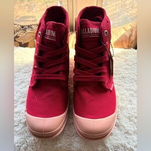 Palladium Two-Tone Red Canvas High-Top Sneakers